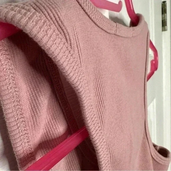 SWS Essentials Tank Top Cropped Ribbed Racerback Pink Size Medium - Picture 14 of 16